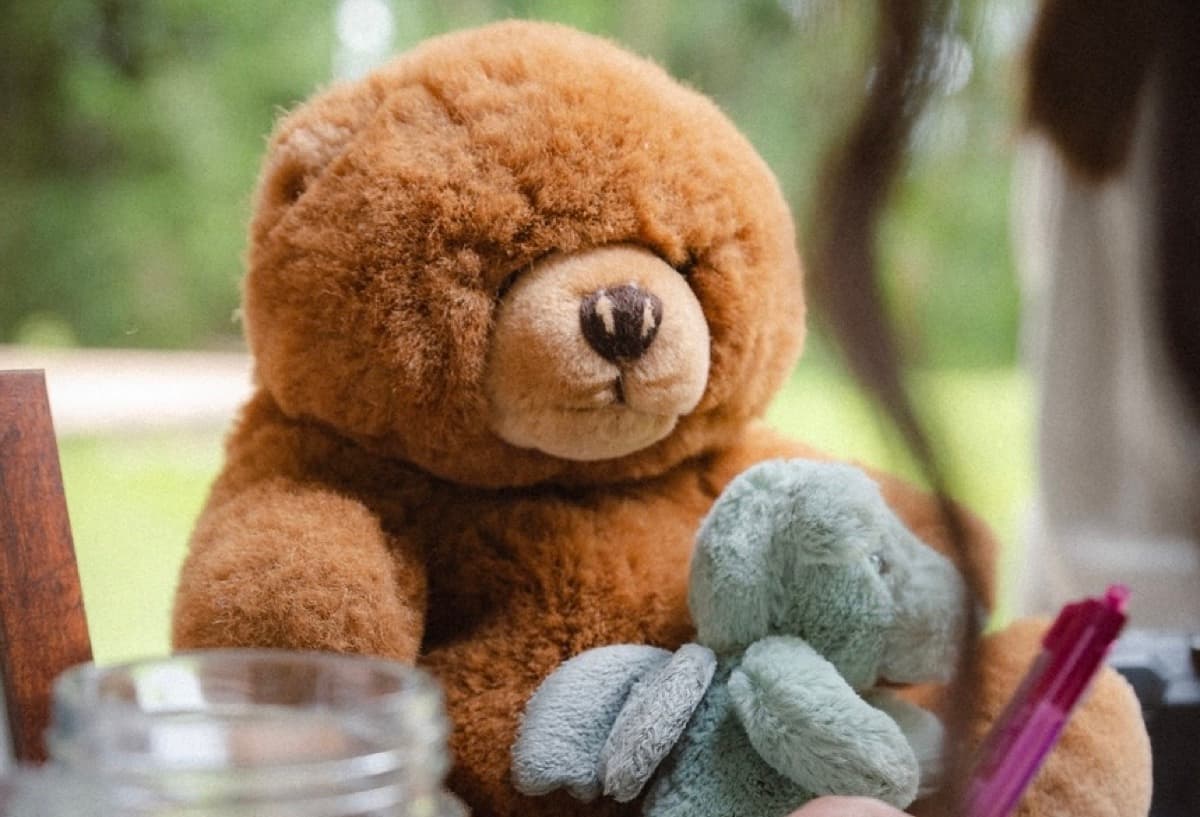 Soft toys arranged in a calm family space